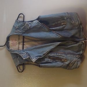 Zippered Moto Denim Jacket Vest